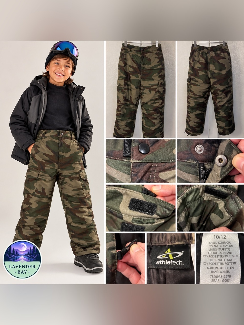 Athletech Camouflage Snowboard/Ski Pants Size 10/12